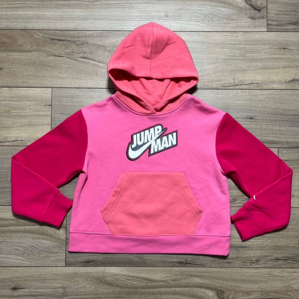 Air Jordan Girls Jumpman Colorblock Hoodie Size Large 12-13 Years Pink Coral
